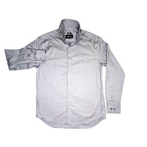 Kenneth Cole Dress Shirt Mens 16 - 34/35 Gray Check Non Iron Slim Fit Awearness